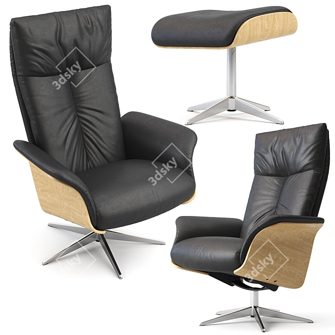 Modern Black Design Relax Armchair 3D model image 4