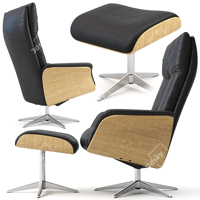 Modern Black Design Relax Armchair 3D model image 5