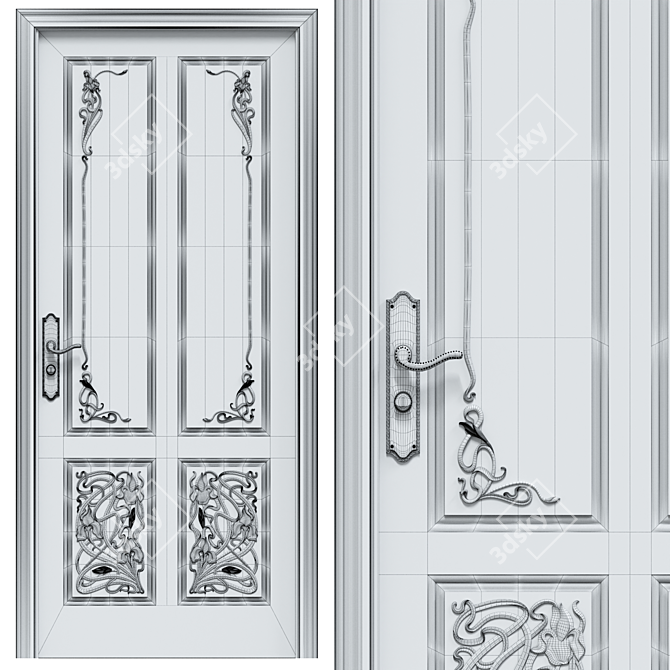 Elegant Decorative Door 3D model image 4