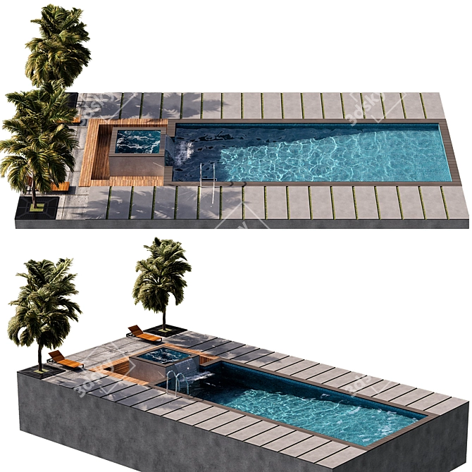 Tropical Paradise Pool Design 3D model image 1