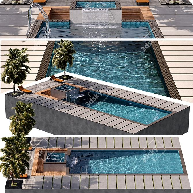 Tropical Paradise Pool Design 3D model image 2