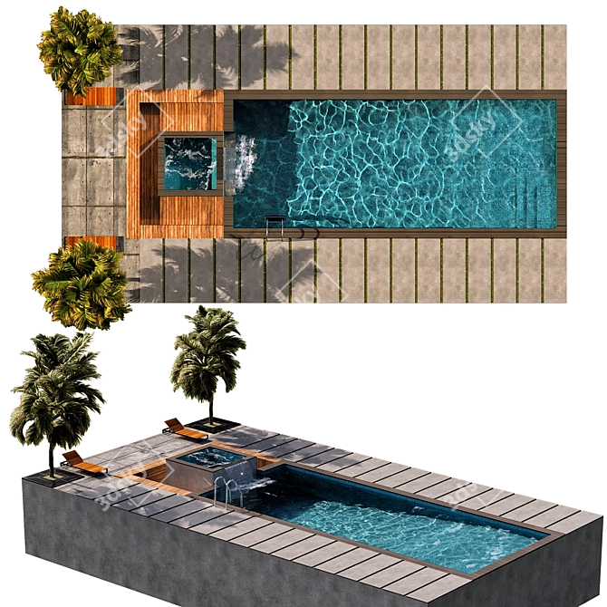 Tropical Paradise Pool Design 3D model image 3