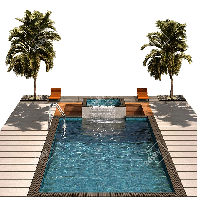 Tropical Paradise Pool Design 3D model image 5