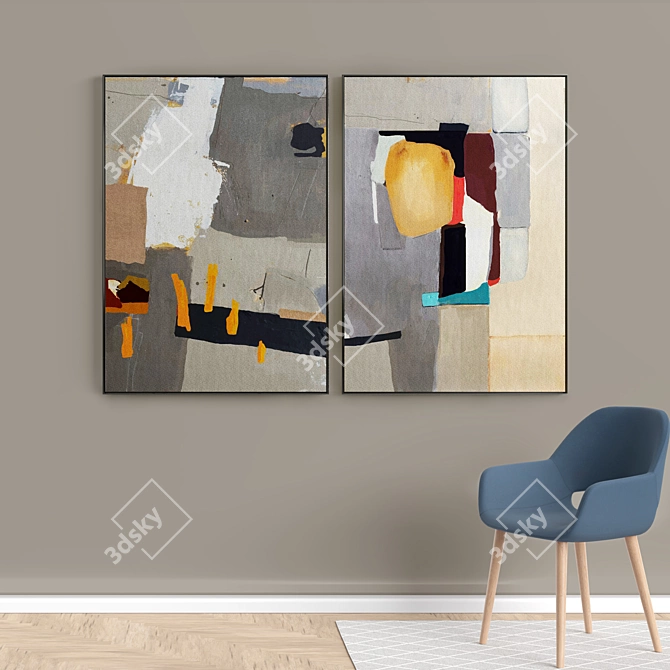 Modern Abstract Photo Frame Set 3D model image 3