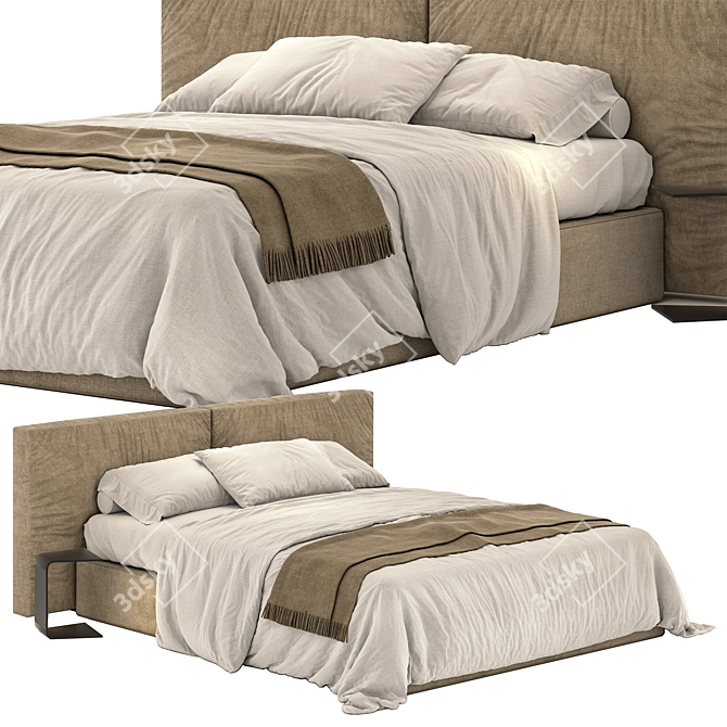 Ditre Italia Flann Ivory Bed 3D model image 1