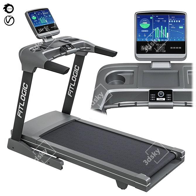 FitLogic Treadmill: Innovative Fitness Solution 3D model image 1