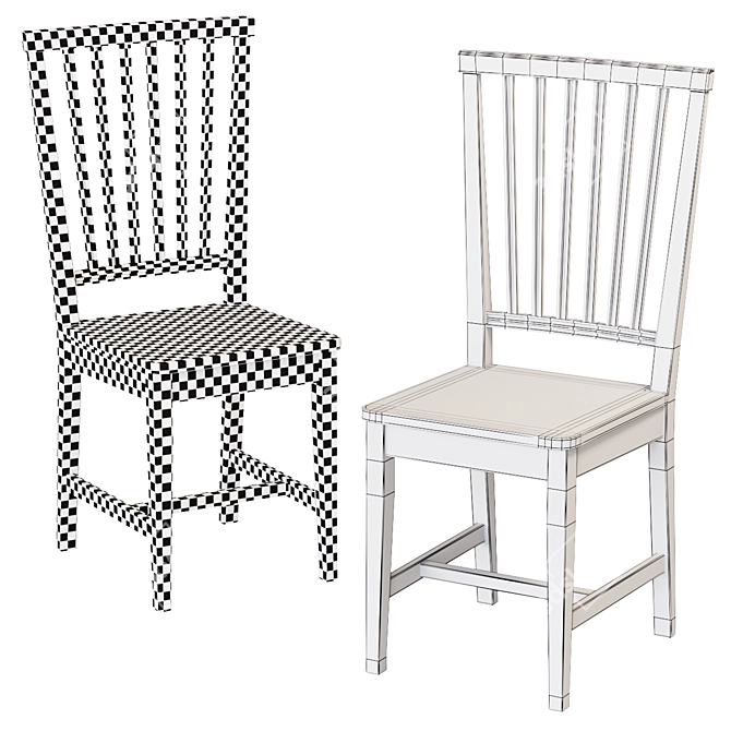 Village Wood Dining Chair, Crate and Barrel 3D model image 3