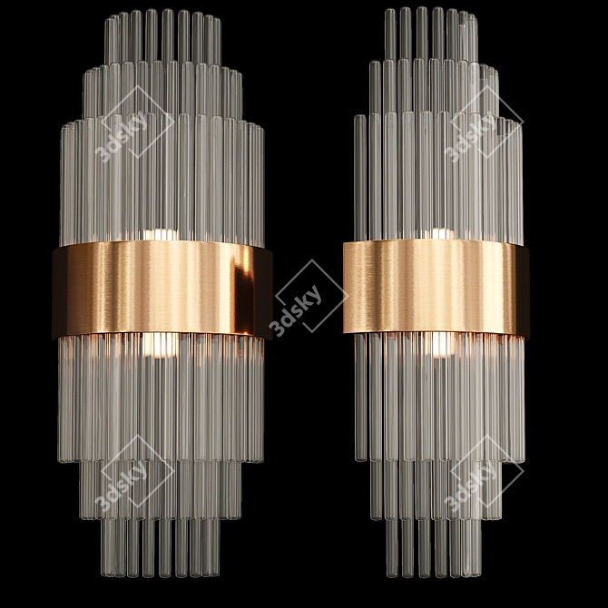 Elegant Golden Brass Wall Light 3D model image 1