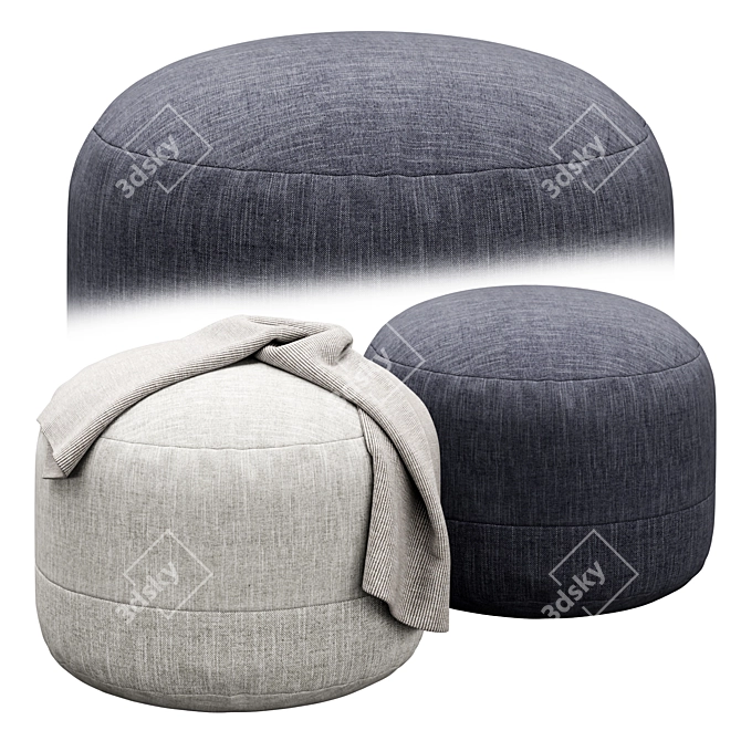 Cozy Cotton Canvas Pouf by Westelm 3D model image 1