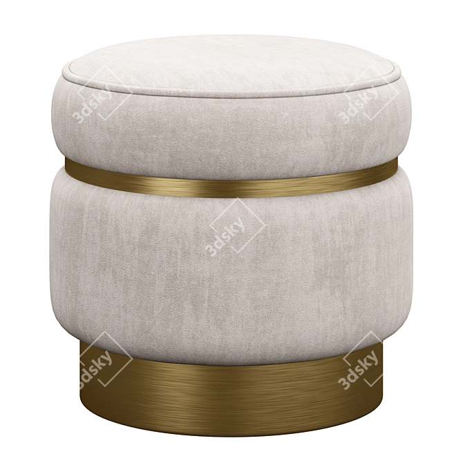 Malcolm Fabric Banded Ottoman 3D model image 3