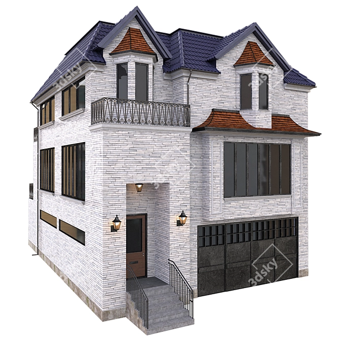 Modern House Building - High Quality 3D model image 1