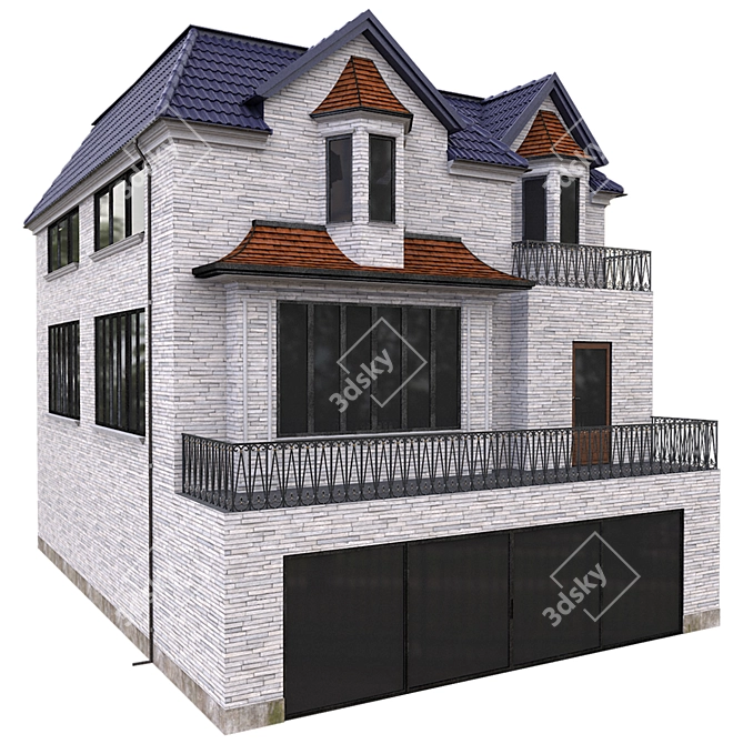 Modern House Building - High Quality 3D model image 2