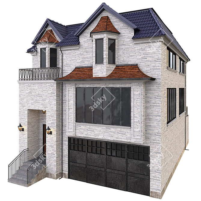 Modern House Building - High Quality 3D model image 7