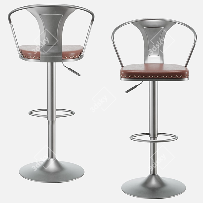 Modern Tolix Arms Soft Bar Stool 3D model image 3