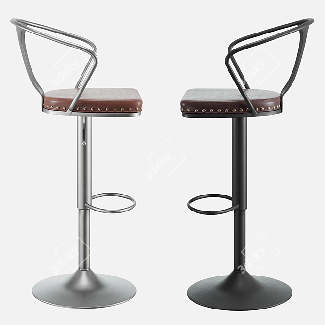 Modern Tolix Arms Soft Bar Stool 3D model image 4