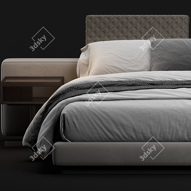 Minimalist Minotti Yang Bed 3D model image 4