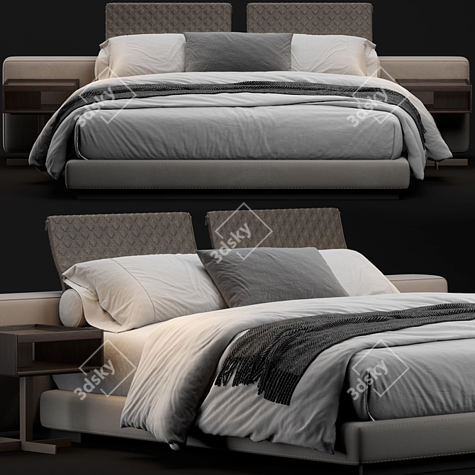 Minimalist Minotti Yang Bed 3D model image 5