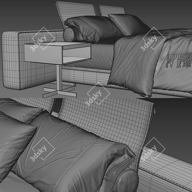 Minimalist Minotti Yang Bed 3D model image 6