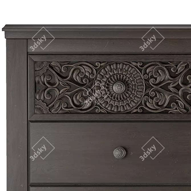 Paxberry Vintage Brown Dresser & Mirror 3D model image 5