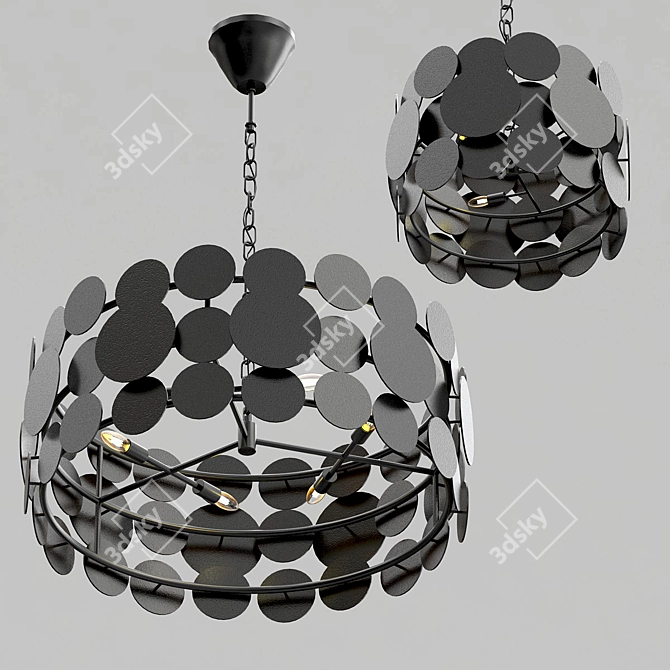 Postmodern Metal Disc Chandelier 3D model image 2