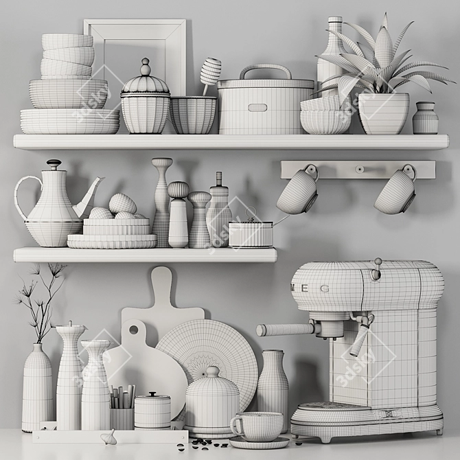Premium Kitchen Accessories Set 3D model image 5