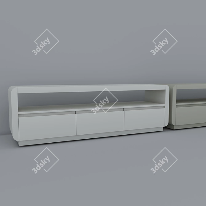 Title: Elegant Media Console with Beige Finish 3D model image 1