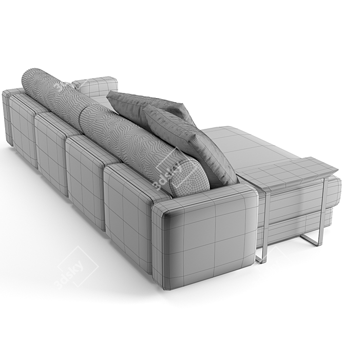 Fendi Casa Halston: Luxurious Sofa with Chaise Lounge 3D model image 7