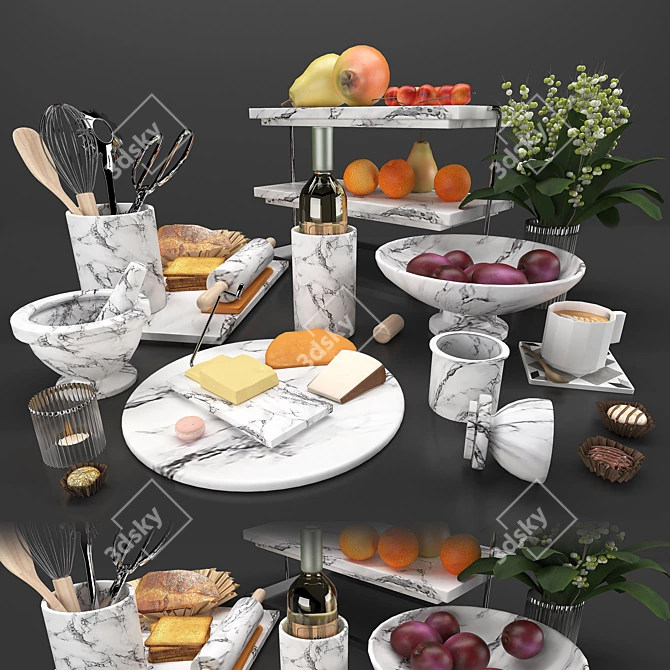 Elegant Kitchen Decor Set 3D model image 1