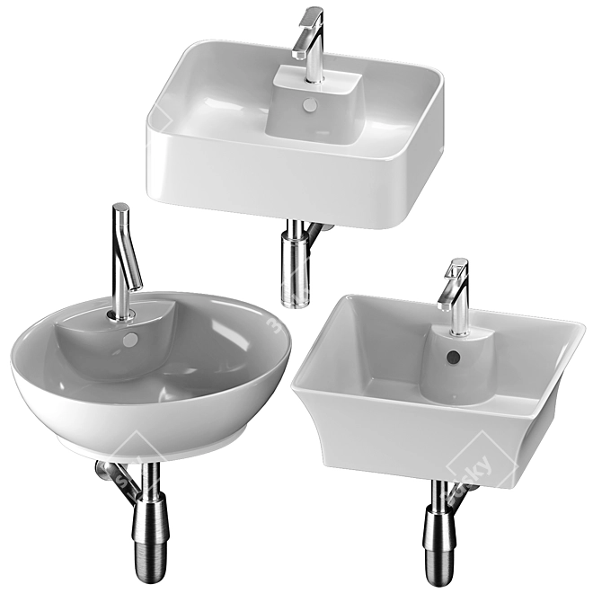 Modern Washbasin Set 19: Gid, CeramaLux, Mira 3D model image 1