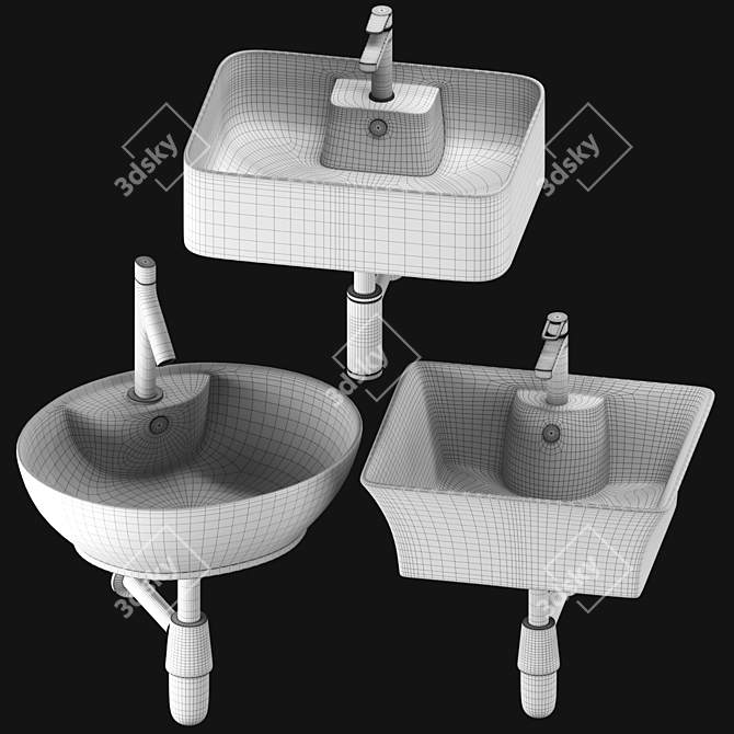 Modern Washbasin Set 19: Gid, CeramaLux, Mira 3D model image 4