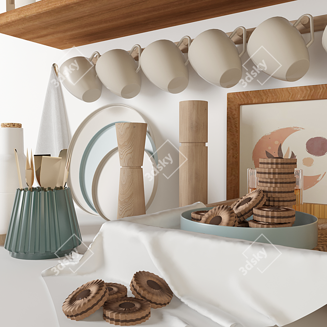 Stylish Kitchen Essentials Set 3D model image 3