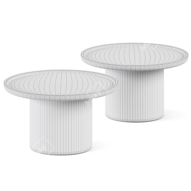 Sleek Round Pedestal Coffee Table 3D model image 2