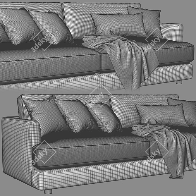 West Elm Haven 2-Seater Sofa: Stylish Comfort for Your Home 3D model image 4