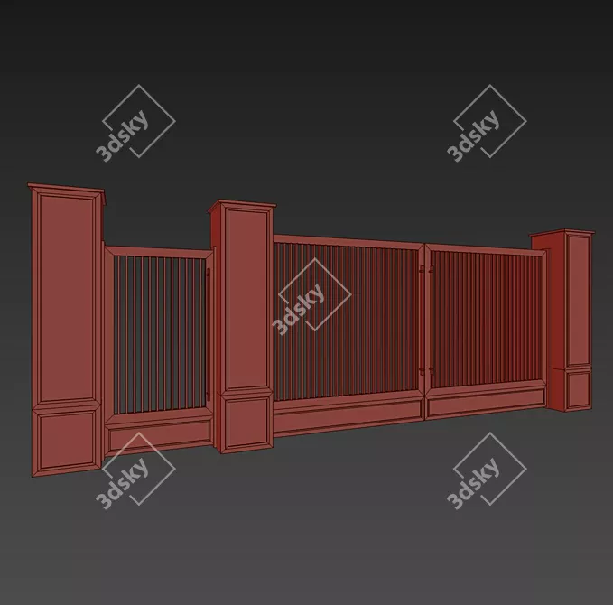 Charming Garden Gate & Wall 3D model image 12