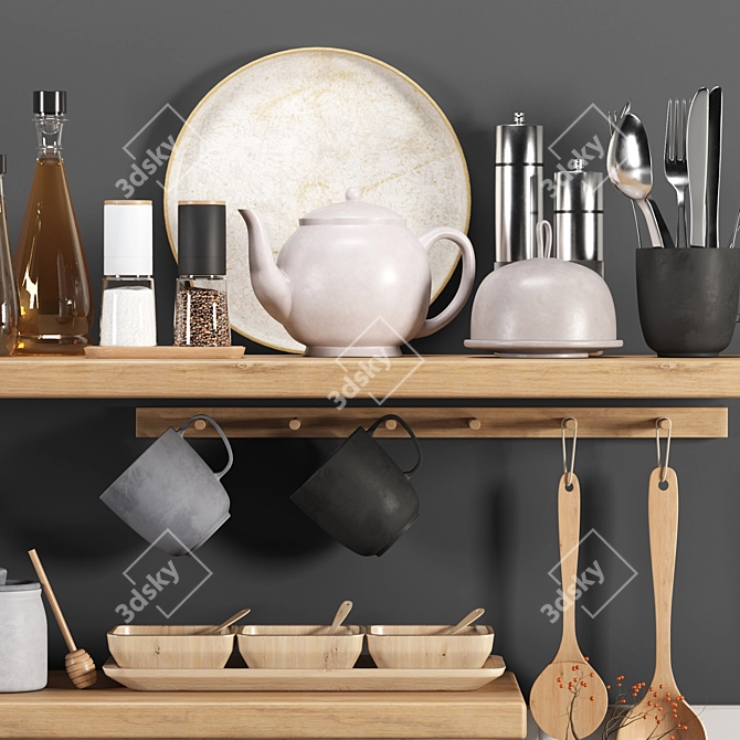 Modern Kitchen Accessories Set 3D model image 6