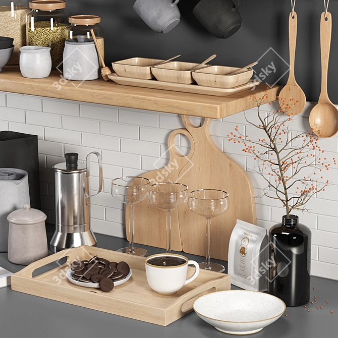 Modern Kitchen Accessories Set 3D model image 1