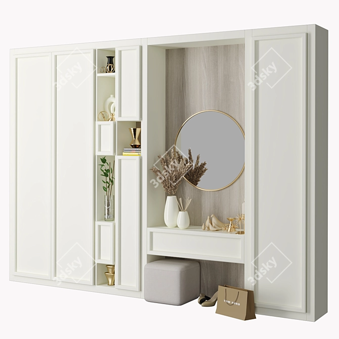 Modern Hallway Storage Solution 3D model image 2