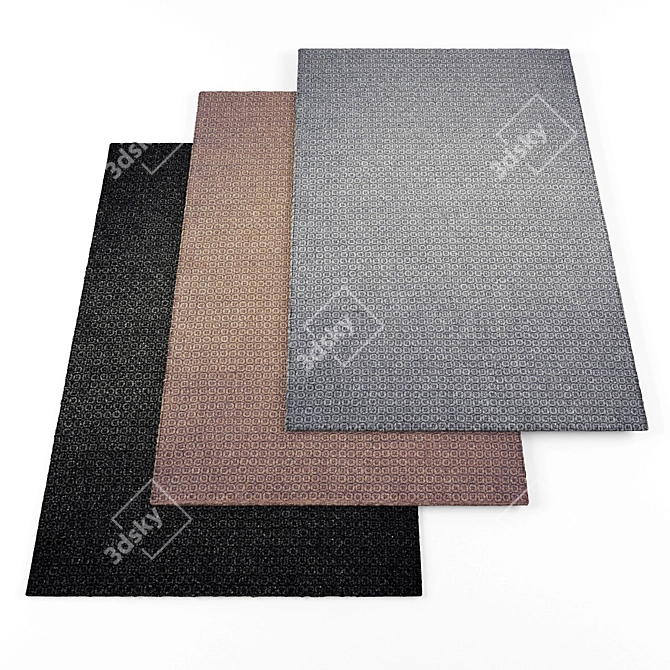 Modern Rugs Set with High-Resolution Textures - 4 Pieces 3D model image 1