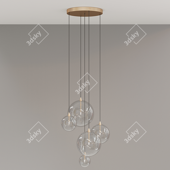 Cascading Glass Cluster Pendant 3D model image 5