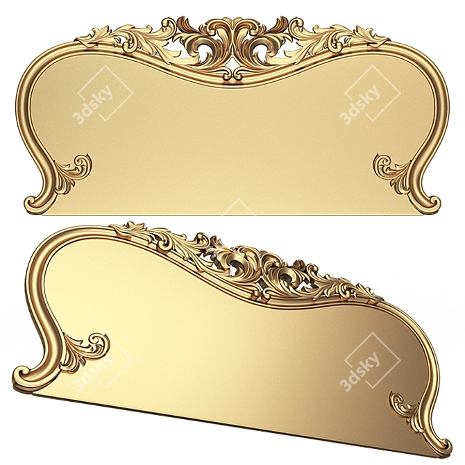 Elegant Carved Headboard 3D model image 1