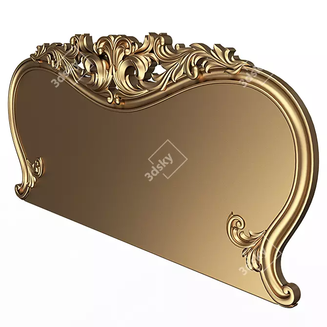 Elegant Carved Headboard 3D model image 5