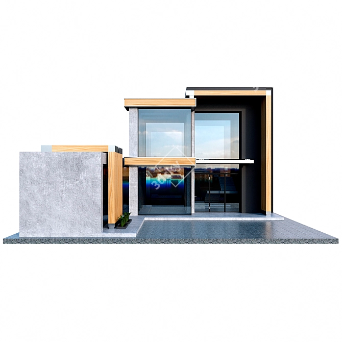 Modern Compact Concrete House 3D model image 2