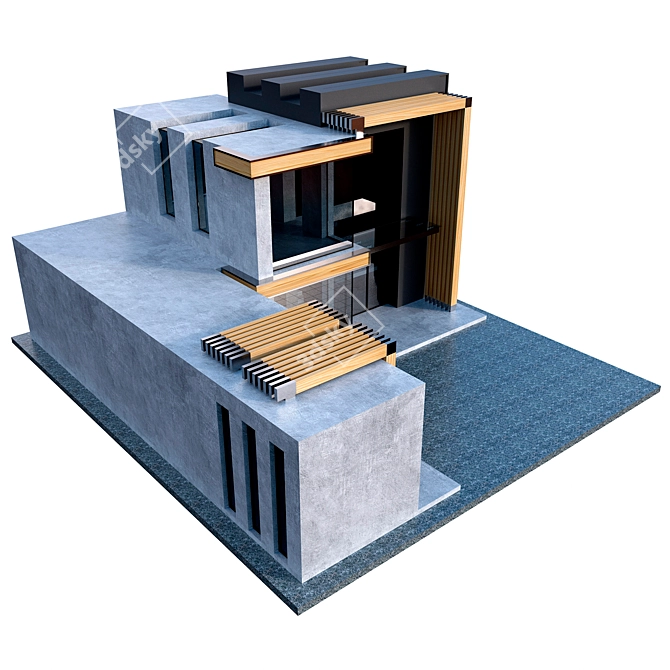 Modern Compact Concrete House 3D model image 3