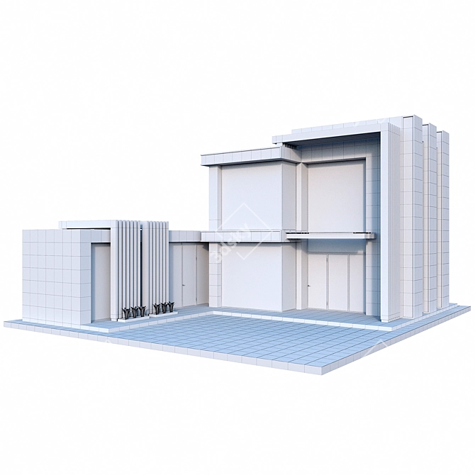 Modern Compact Concrete House 3D model image 4