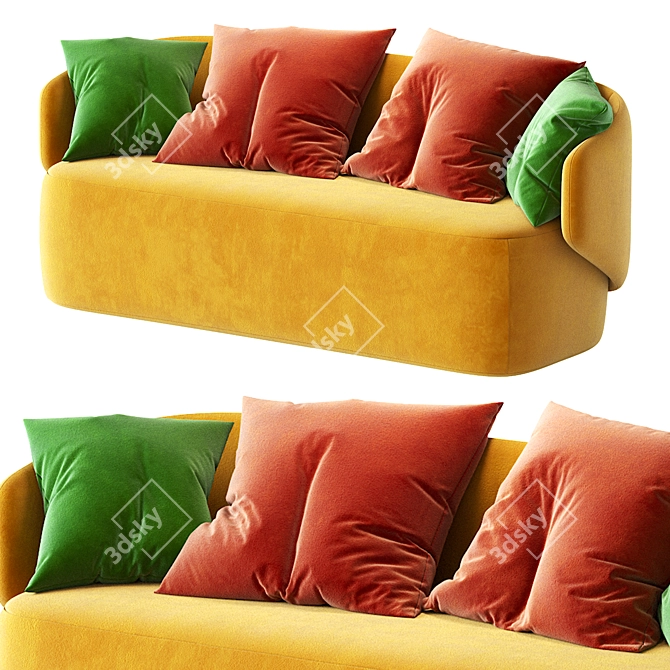 Elegant Crescent Sofa 3D model image 2