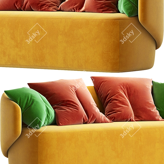 Elegant Crescent Sofa 3D model image 3