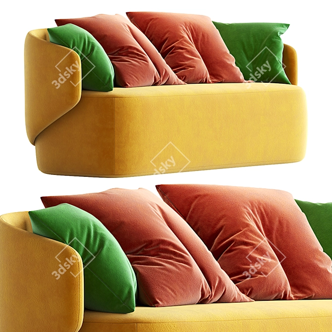 Elegant Crescent Sofa 3D model image 5