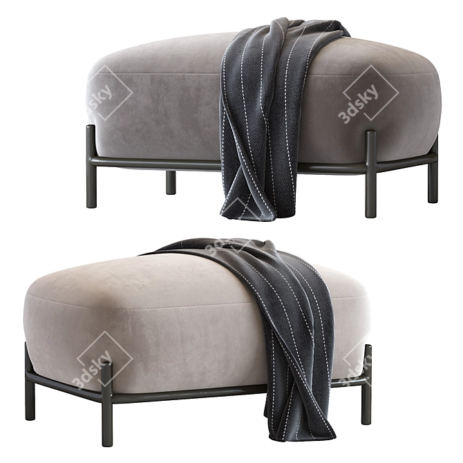 Pawai Pouf: Stylish Gray Ottoman 3D model image 2