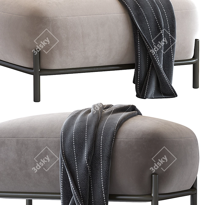 Pawai Pouf: Stylish Gray Ottoman 3D model image 4