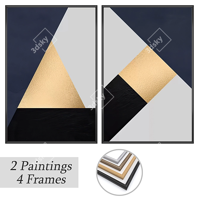 Elegant Wall Art Set 3624 3D model image 1